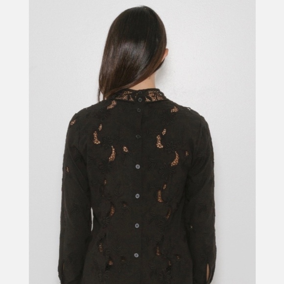 ★NWT Sea New York Embroidered Long Sleeve Top Black US4★ - Picture 4 of 10